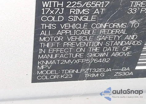 2015 Nissan Rogue S из США, поврежденный, VIN KNMAT2MVXFP576482